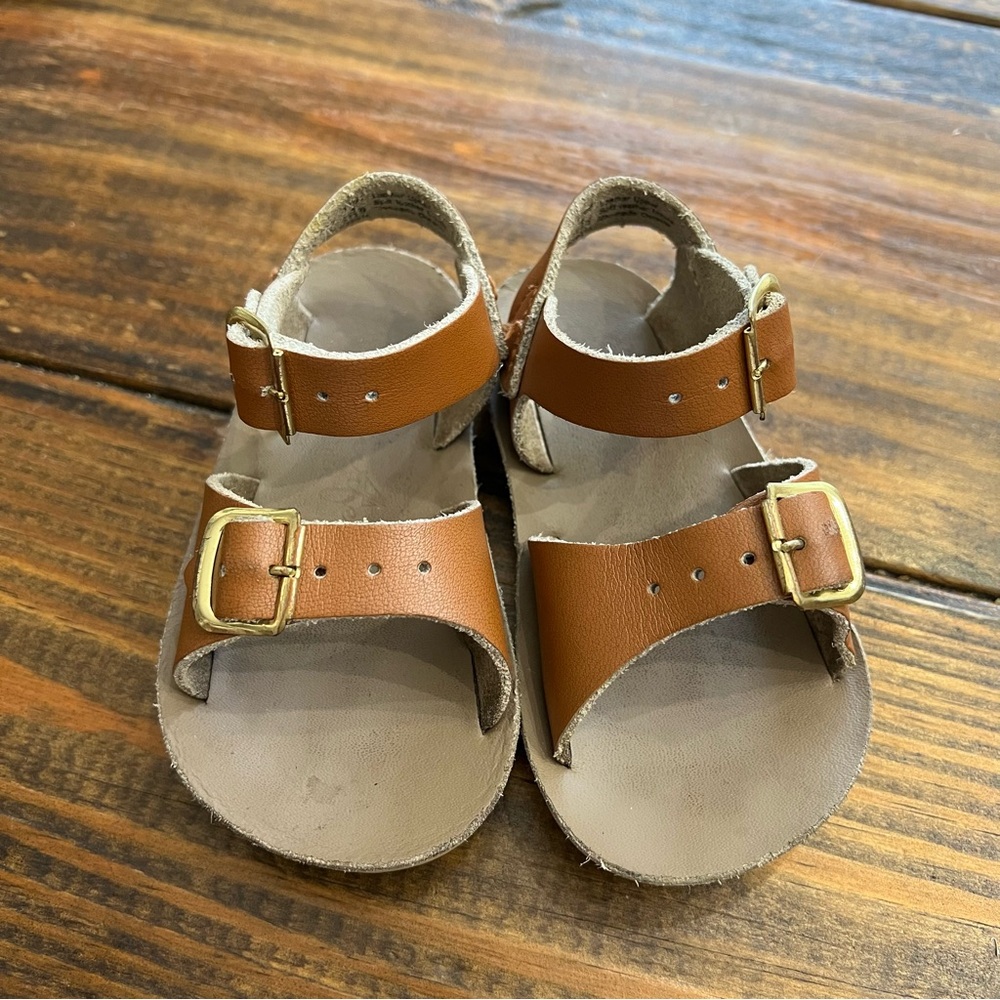Sun-San SaltWater Sandals, Surfer style, Hook & Loop, Tan, Toddler, Size 4.